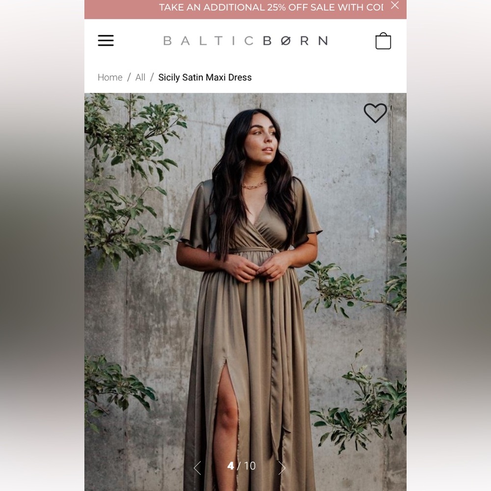baltic born satin olive midi dress